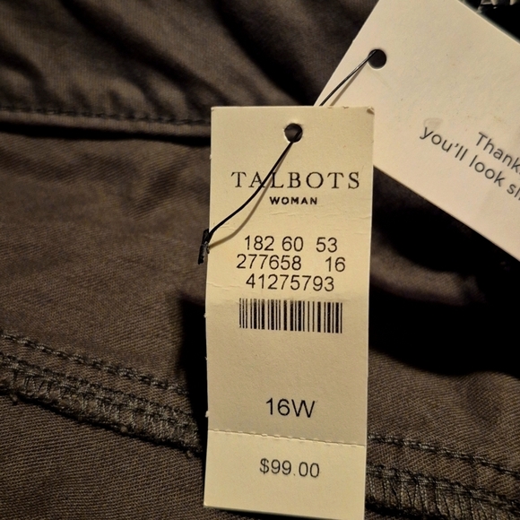 Talbots women's size 16W pants, slimming green stretch fabric, 4 pockets, NWT - Picture 7 of 8